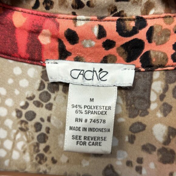 Vintage Cache Women Blouse Top Shirt Size Medium Y2K Ruched Animal Print C065 12 - Picture 6 of 16